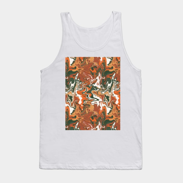 Autumn Leaves Marble - Digital Paint Spill Tank Top by GenAumonier